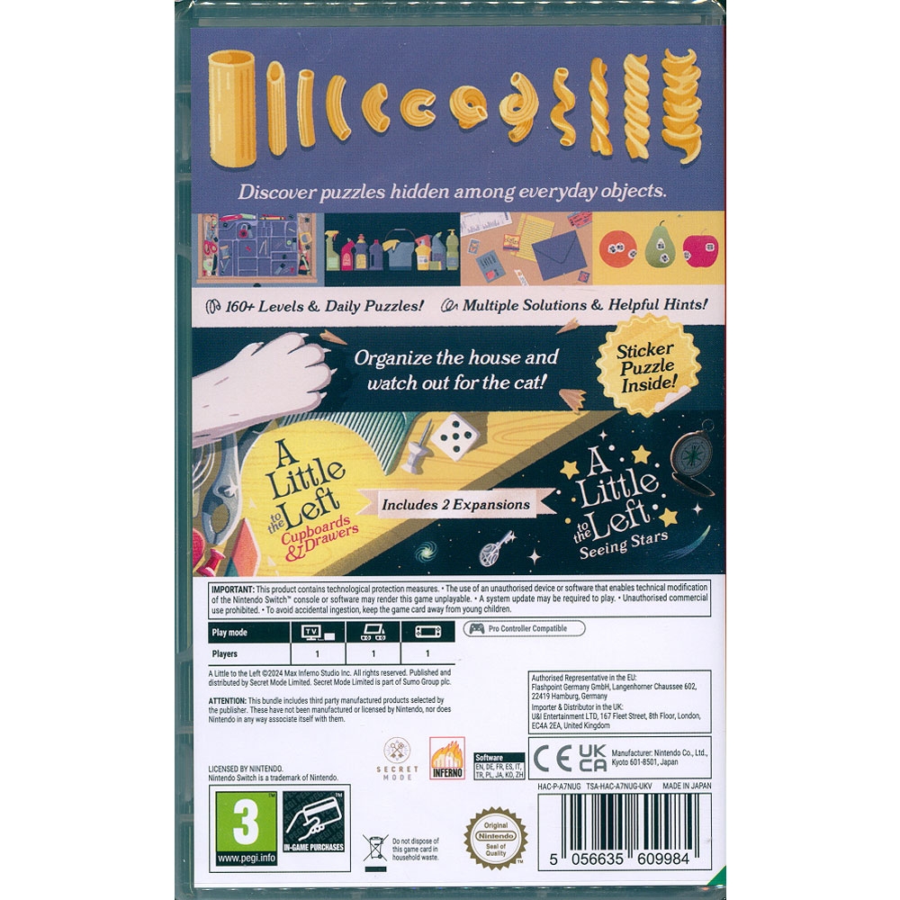 Jeu Nintendo Switch - A Little To The Left Extra Tidy Edition - Neuf Sous Film