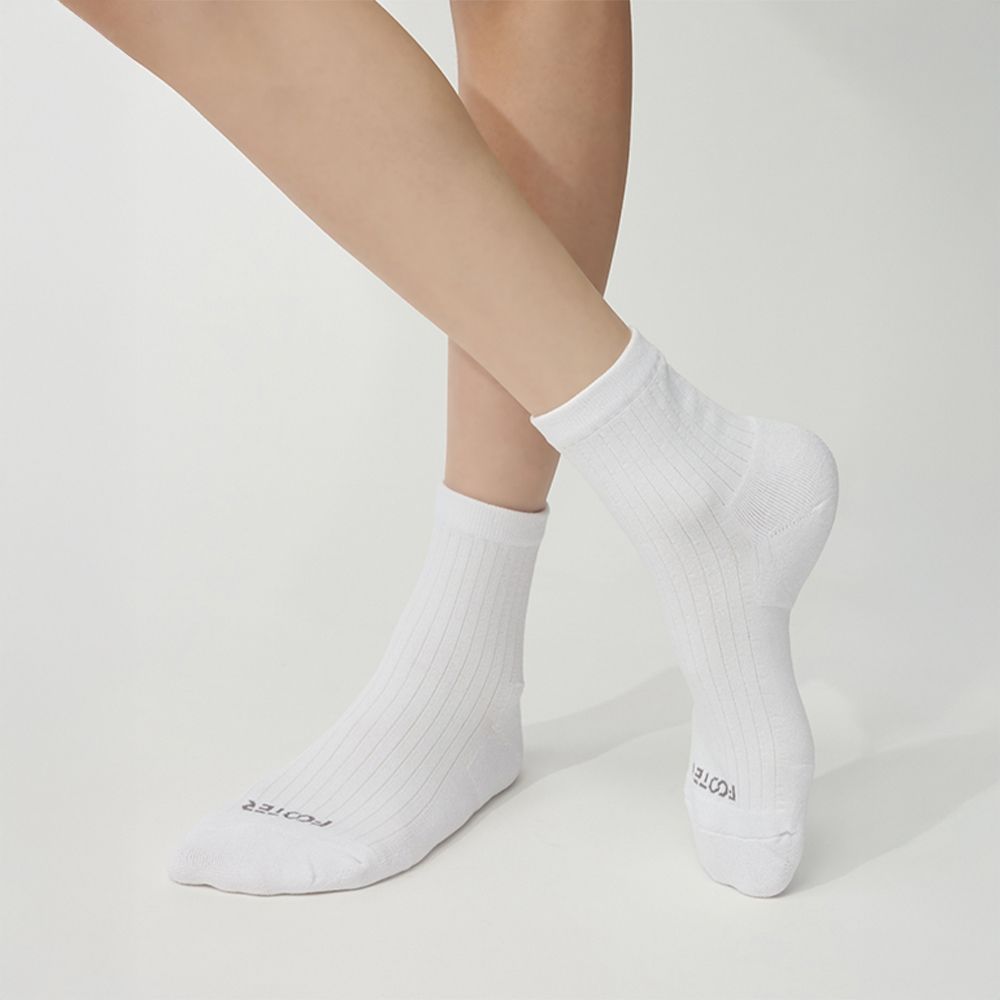 【FOOTER除臭襪】3入組-復古直線條微分子薄襪 (T47) (白色-3雙)