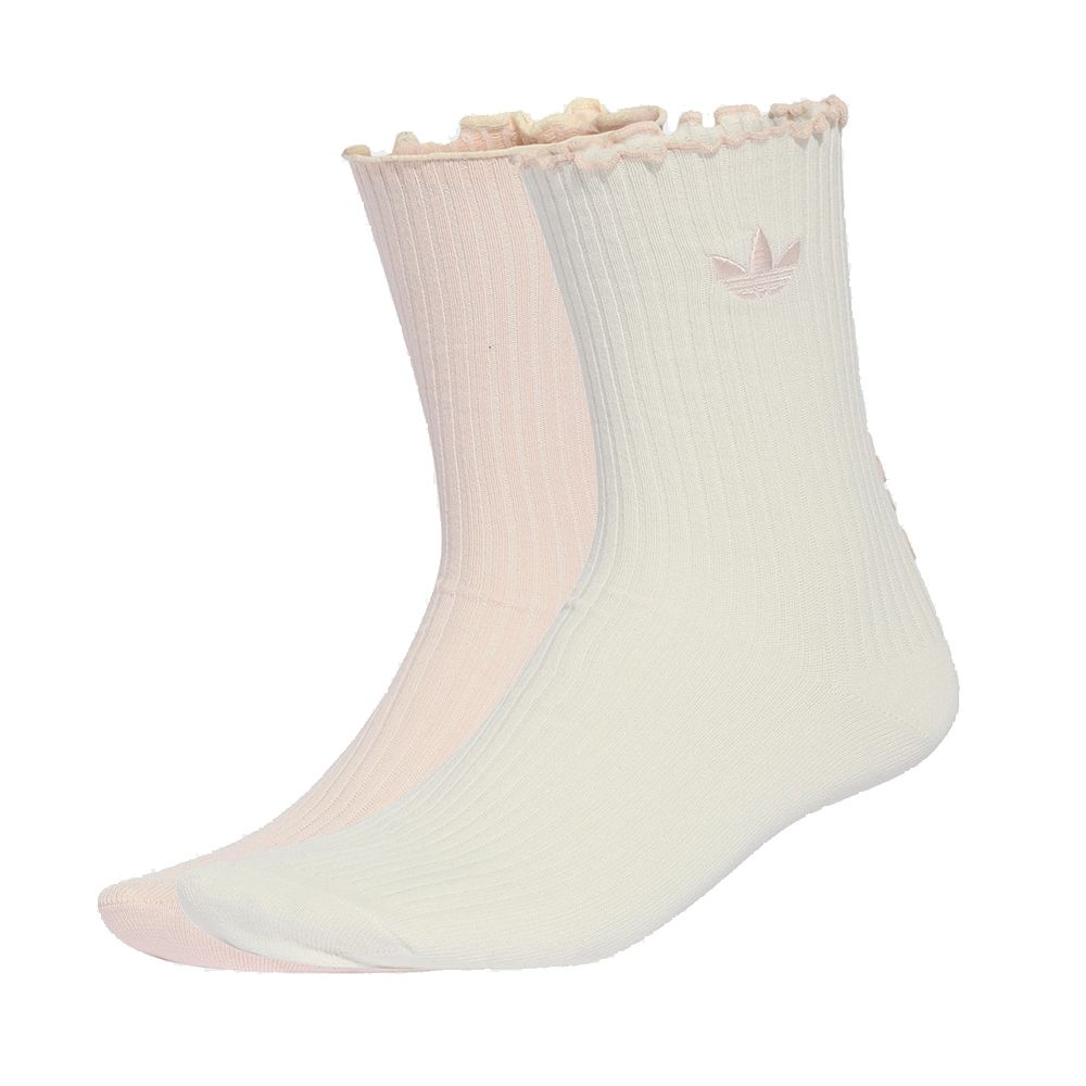 【Adidas 愛迪達】RUFFLE CR S 2P 運動長襪 荷葉邊中筒襪 二雙入 男女 A-KR4220 B-KR4221 (B 款-KR4221)