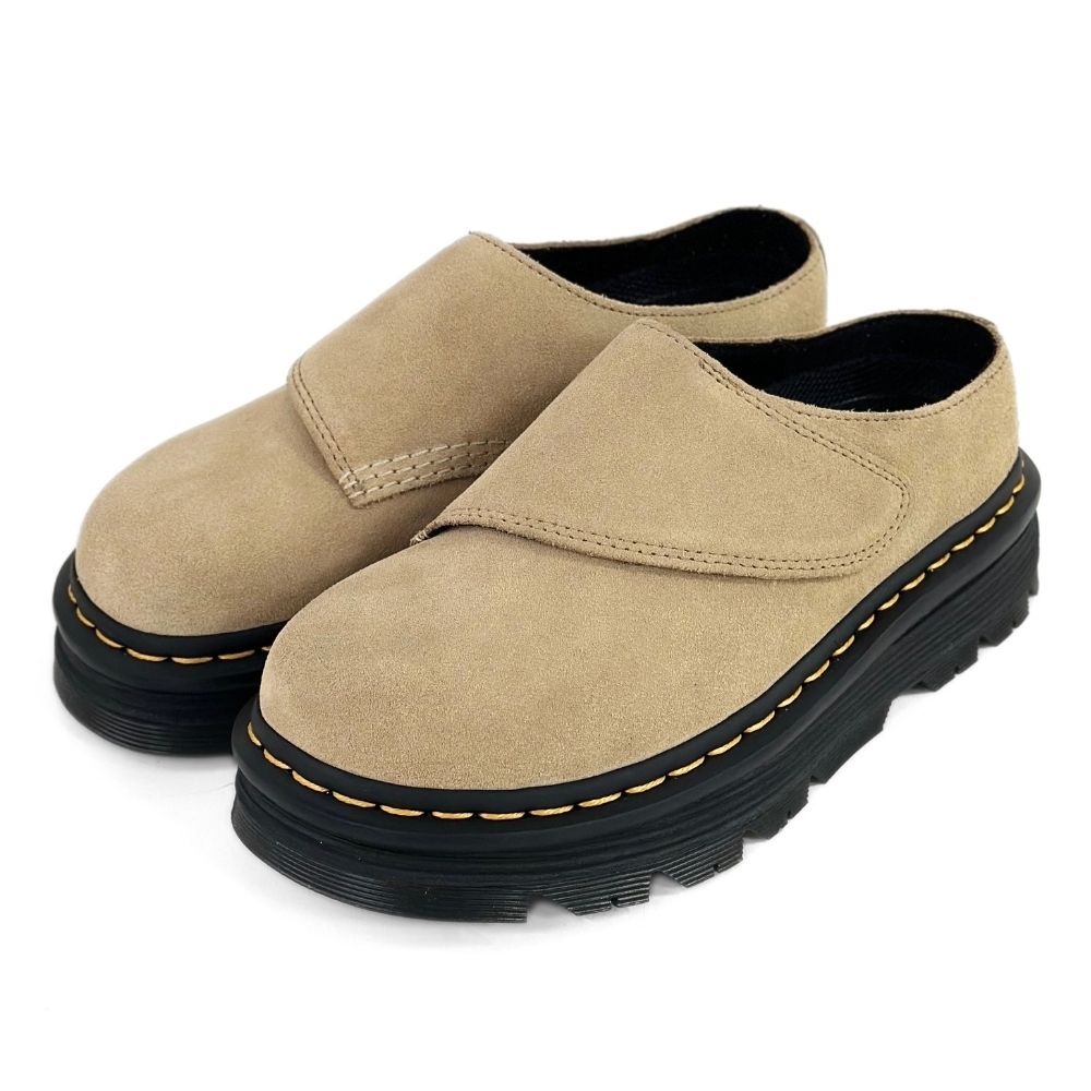 Dr.Martens 馬汀 ZEBZAG ANYWAIR 麂皮包頭厚底穆勒鞋 女 米色 馬丁休閒一腳蹬涼拖鞋 時尚懶人鞋  41730200