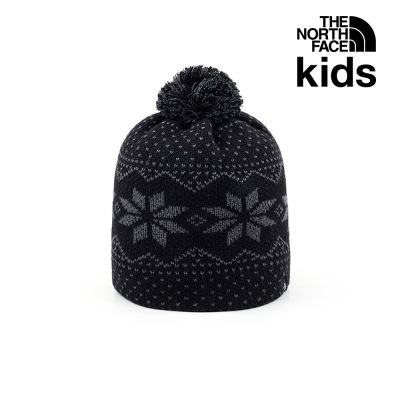 【The North Face 官方旗艦】北面兒童黑色復古緹花圖案毛帽｜8CGTSWL