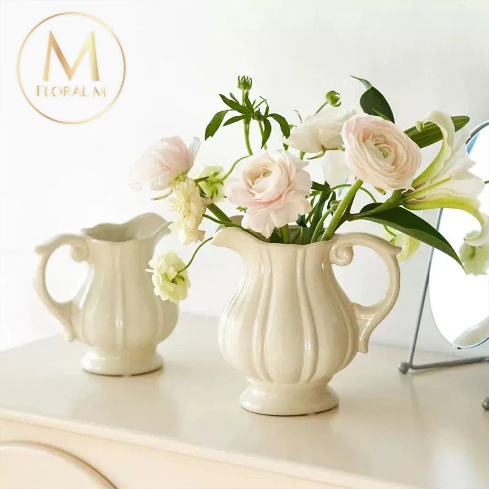 Floral M】法式洛可可優雅陶瓷壺花瓶(花瓶/插花/玻璃瓶/小口花瓶/花器