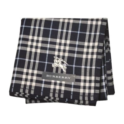 BURBERRY 巴寶莉經典黑格紋戰馬刺繡LOGO帕領巾(48CM)