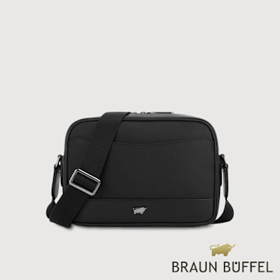 【BRAUN BUFFEL 德國小金牛】台灣總代理 湯姆 橫式斜背包-黑色/BF542-61-BK