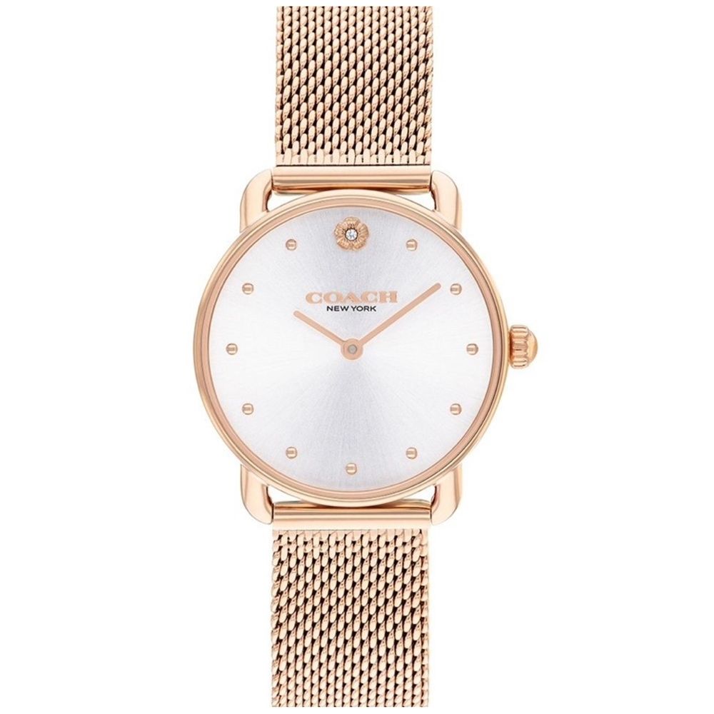 COACH 官方授權 Elliot 經典山茶花米蘭帶錶玫瑰金框-女錶(CO14504222)27mm