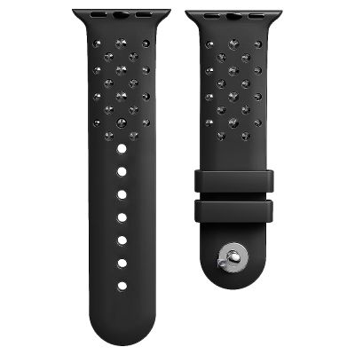 SWAROVSKI 施華洛世奇 Adorn Joy APPLE Watch 矽膠錶帶-黑(5755228)