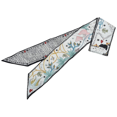 DIOR 經典 Tarot Mitzah 塔羅牌系列戀人真絲雙面絲巾/髮帶(白色)