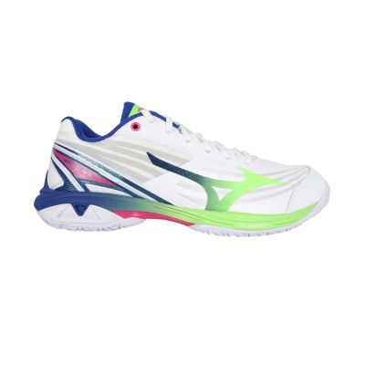 MIZUNO WAVE CLAW 4 男女羽球鞋-3E-羽球鞋 訓練 71GA264301 白藍綠桃紅