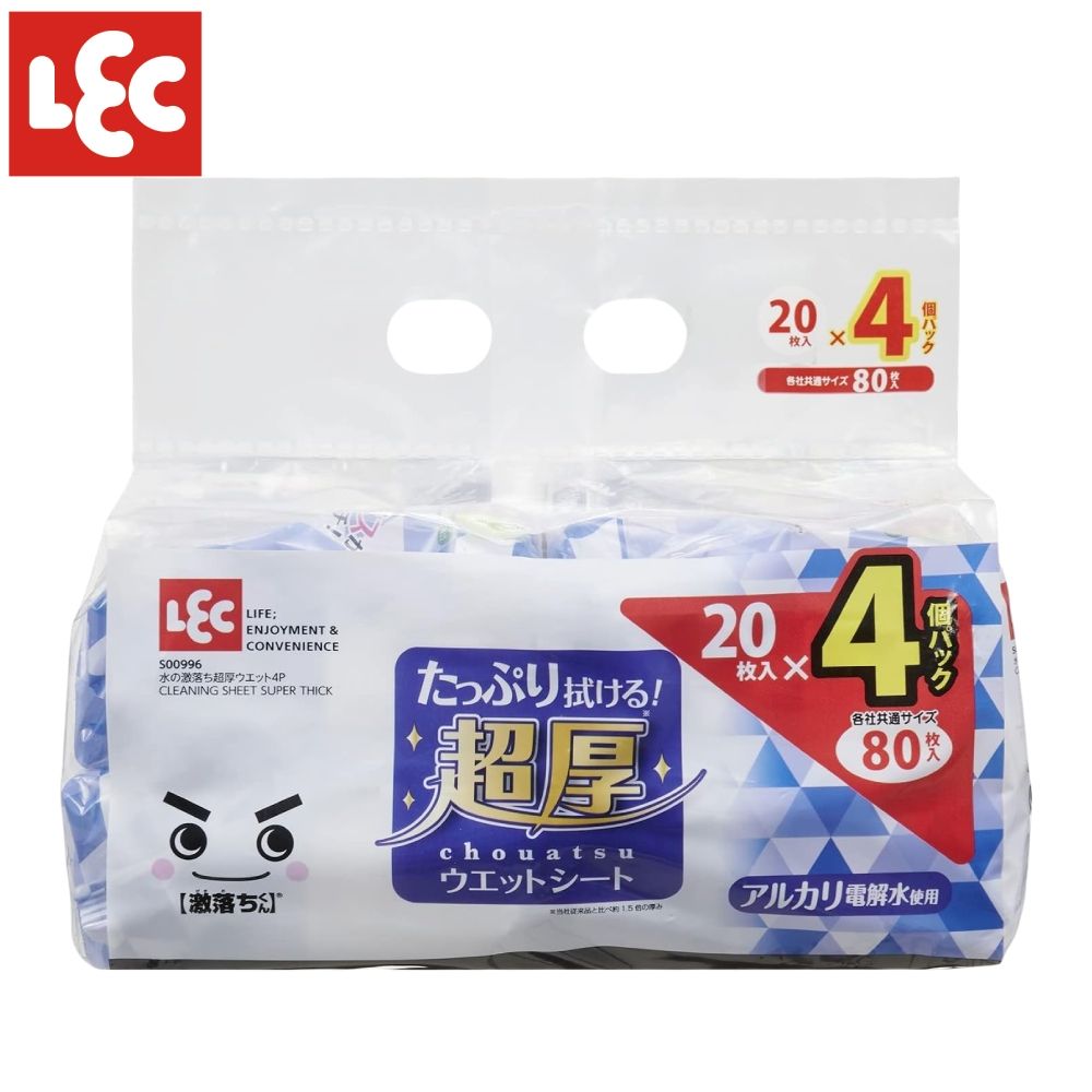 日本LEC 激落君電解水清潔濕拖巾超厚20抽X4包入