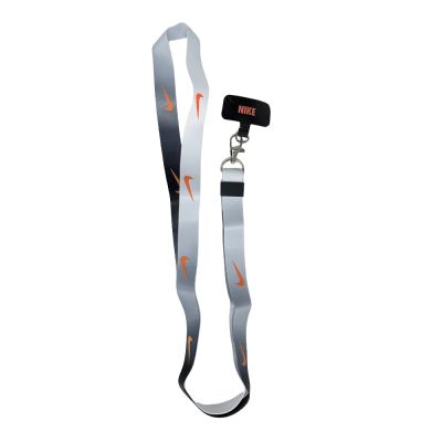 Nike 手機吊繩 黑白漸層橘勾 NIKE-LANYARD