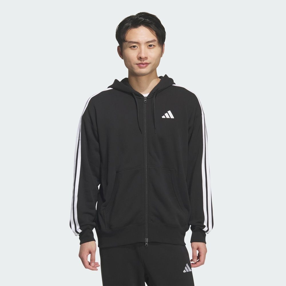 ADIDAS 男 連帽外套 運動外套 黑/墨黑/灰 ES+ 3S FT FZ HD  KF370 (7黑色系)