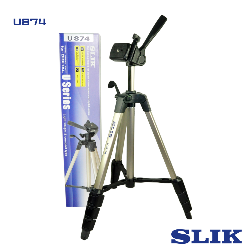 日本SLIK U-874 腳架附三向雲台香檳金| 中型腳架50-130cm