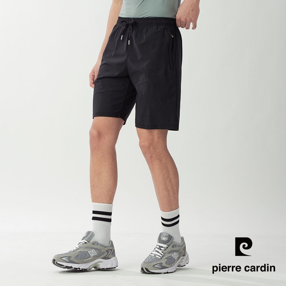 pierre cardin 皮爾卡登 網路獨家 男款 輕量舒適涼感機能短褲(多色任選) (黑色)