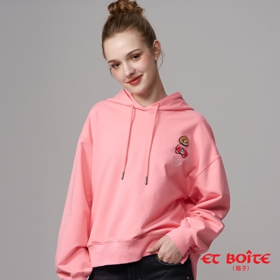 ET BOîTE 箱子 BLUE WAY – DORA徽章繡花連帽長TEE(粉)