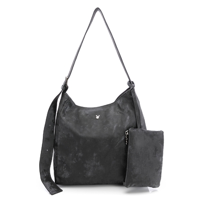 PLAYBOY - 肩背包附拉鍊萬用包  Shine系列 - 黑色