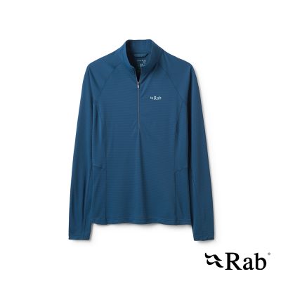 【RAB】Sonic LS Zip 長袖輕量抗臭立領半拉鍊排汗衣 女款 暴風藍 #QCC54