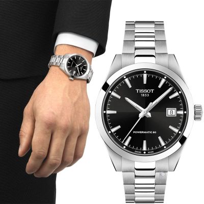 TISSOT 天梭錶 Gentleman 紳士系列 優雅機械腕錶-T1658071105100/38mm黑