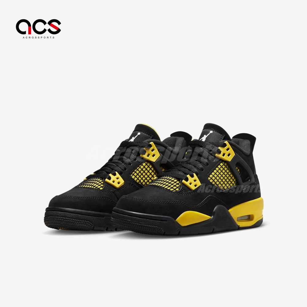 Nike Air Jordan 4 Retro GS Thunder 黑黃大童鞋女鞋雷神AJ4 4代