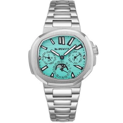 NO IDENTITY 鷹鵡螺 三口冰淇淋藍 三眼 時尚錶 男錶 手錶-PP40SS019BU1