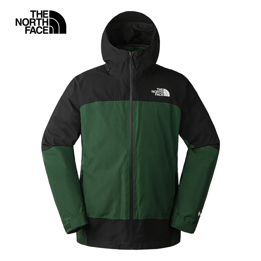 The North Face 官方旗艦】北面男款綠色Gore-Tex防水透氣保暖連帽三合