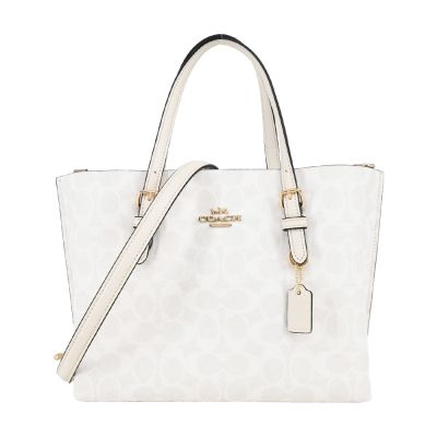 COACH  MOLLIE 25 PVC提花手袋/斜背兩用托特包(雪白)
