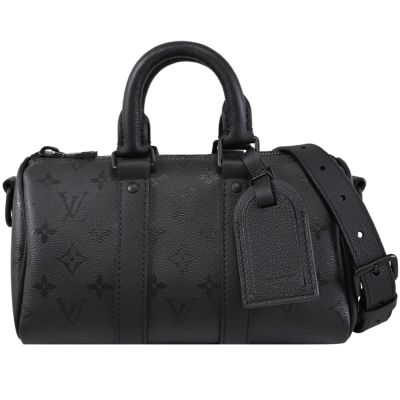 LOUIS VUITTON路易威登 LV M28369 Keepall Bandoulière 25 經典老花兩用波士頓包(黑)