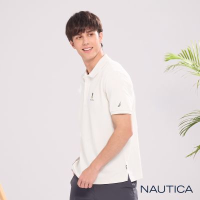 Nautica 官方旗艦 男裝 鳳梨刺繡涼感短袖POLO衫-白色
