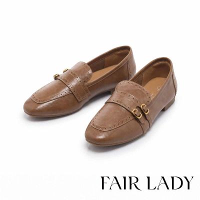 FAIR LADY 小時光 英倫風牛皮雕花樂福鞋 焦糖棕 (563253)