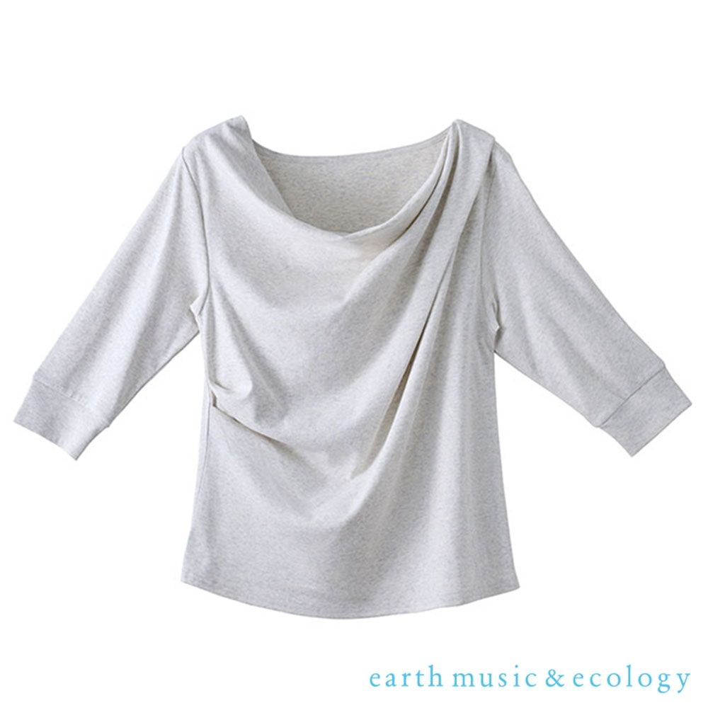 〔earth music〕垂墜領設計感七分袖上衣