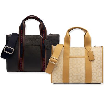 COACH 經典LOGO手提/斜背兩用琴譜大方包(大款-多色供選)