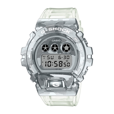 CASIO 卡西歐 G-SHOCK 金屬迷彩半透明手錶-白透 GM-6900SCM-1 49.7mm