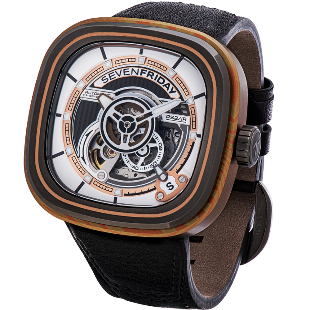 SEVENFRIDAY PS2/02 大馬士革工法自動上鍊機械錶 七夕寵愛季 送禮推薦-黑色/47.6x47mm