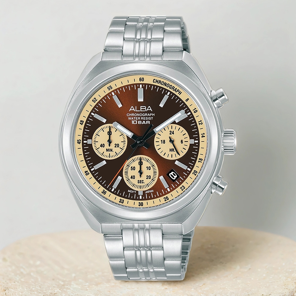 ALBA 雅柏 ACTIVE 三眼計時手錶 周年慶好禮 送禮首選-39mm (AT3K07X1 VD53-X406B)