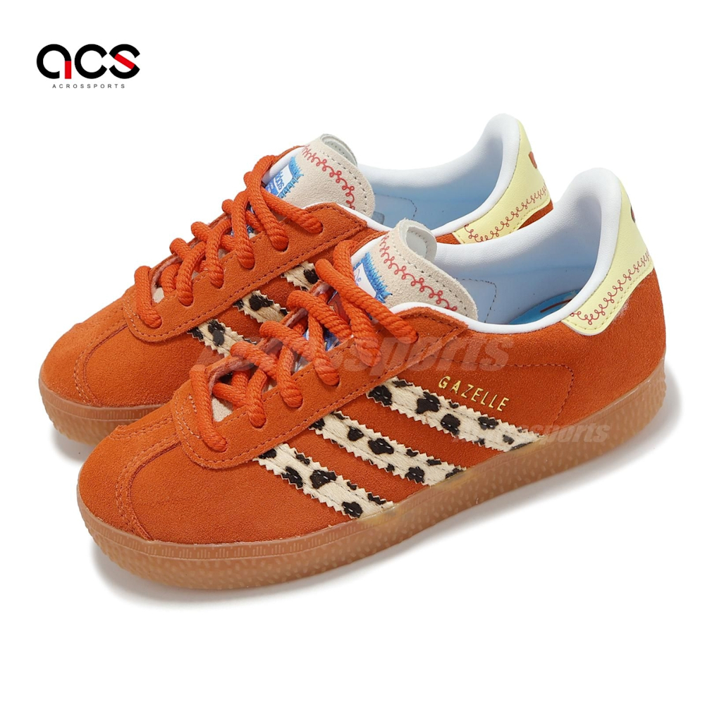 adidas x 玩具總動員休閒鞋Gazelle C 中童橘豹紋迪士尼翠絲麂皮小朋友