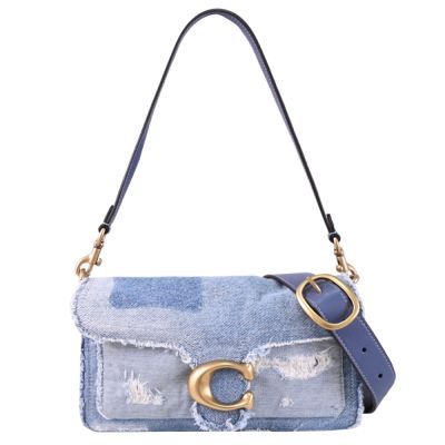 COACH TABBY 26 金屬C LOGO丹寧布翻蓋式兩用包/酒神包(藍)