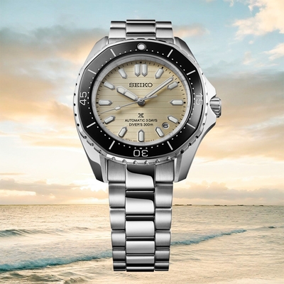 SEIKO 精工 Prospex 日出金 三日鍊 海岸線波紋 多邊形300米潛水機械錶 寵爸時刻 送禮推薦 (SPB481J1/6R55-00J0S) SK045