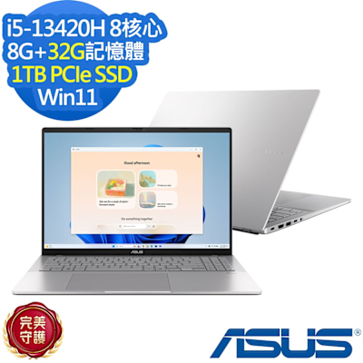 ASUS華碩 ASUS 華碩 S3607VA 16吋效能筆電(i5-13420H/8G+32G/1TB SSD/Vivobook S16/酷玩銀/特仕版)
