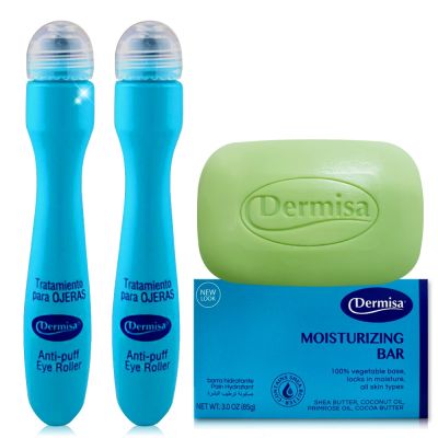 Dermisa眼周緊緻撫紋精華冰珠棒買一送一再贈升級版美國超級保濕淡斑皂(15mlx2+85g)★緊緻眼周細紋 改善暗沉好亮眼 眼霜 維他命C 冰珠