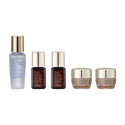 雅詩蘭黛 ESTEE LAUDER 微分子肌底原生露15ml+特潤超導全方位修護露7ml 2入組+年輕無敵膠原霜5ml 2入組 (小棕瓶) 公司貨