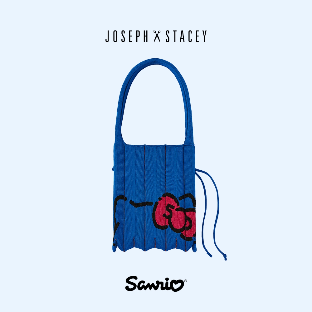 JOSEPH AND STACEY三麗鷗聯名50周年限定針織百褶包-小-凱蒂貓經典藍