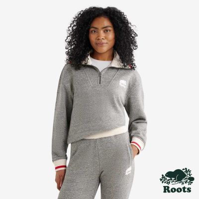 Roots女裝- CABIN FLEECE 半拉鍊上衣-灰色