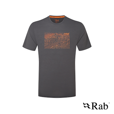 【RAB】Syncrino Ridge Tee 羊毛混紡快乾排汗衣 男款 石墨灰 #QFG36