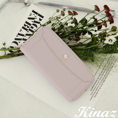 KINAZ 牛皮防盜刷幸運小花ㄇ型拉鍊長夾-鈴蘭花語-花夾系列