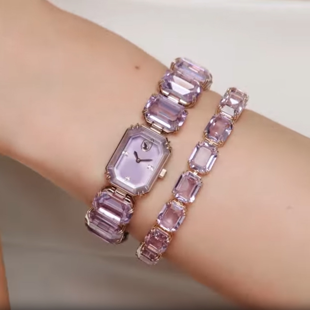 SWAROVSKI 施華洛世奇Millenia 風格無限八角切割水晶腕錶-紫5722364