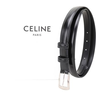 CELINE 賽琳 BC-02 18mm 方釦小牛皮腰帶(黑色)