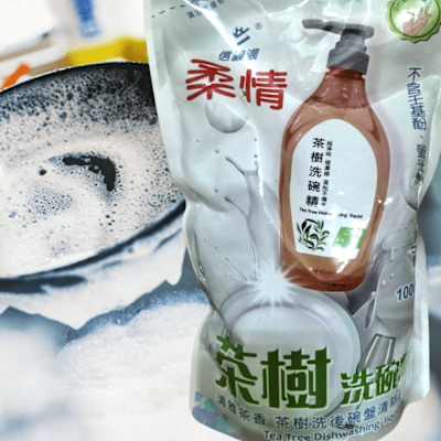 柔情/茶樹洗碗精1000mlx12包 -洗潔精/洗碗液/碗盤清潔劑/洗碗精