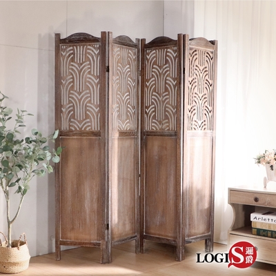LOGIS邏爵-中式仿古屏風 摺疊屏風 花窗屏風-四片式【PF-4】