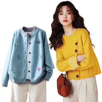 初色 休閒質感百搭長袖寬鬆針織衫上衣女上衣-13款任選-16134(F可選)