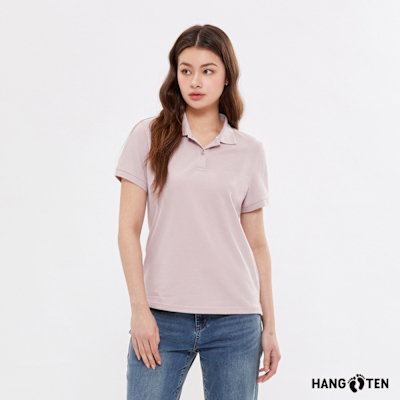 Hang Ten-女裝-經典彈性短袖POLO衫-粉紫