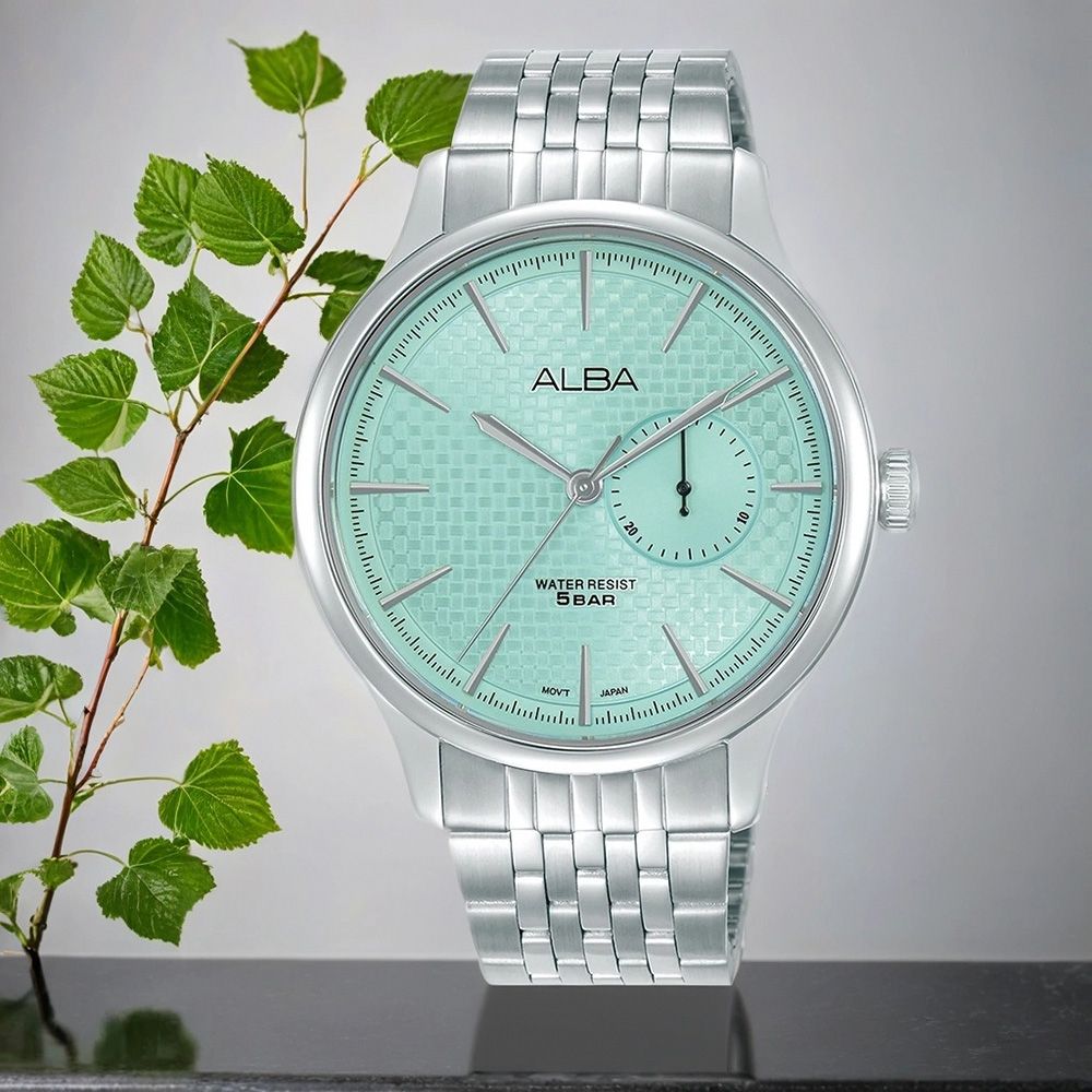 ALBA 雅柏 Prestige 滑動式秒針編織紋手錶 開學購物季 送禮首選-41mm (A5B007X1/VH65-X001G)